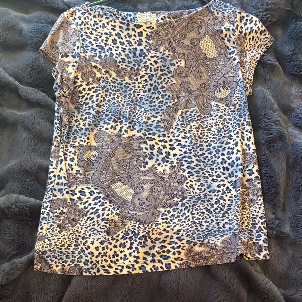 White Stag Blue and Cream Patterned Blouse